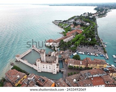 Aerial view of Sirmione, lake Garda, Italy Royalty-Free Stock Photo #2433492069