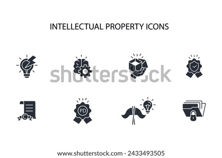 Intellectual property icon set.vector.Editable stroke.linear style sign for use web design,logo.Symbol illustration. Royalty-Free Stock Photo #2433493505
