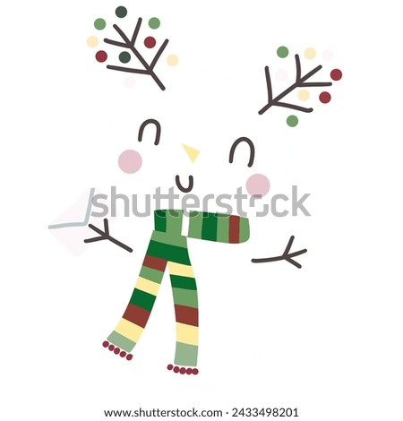 Snowman cartoon pattern made of snow ice cold weather cute colorful seamless fashion children kids t-shirt repeat cute doodle art fabric pattern background wallpaper hand drawn leaf 