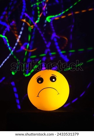 Yellow emoji with face expression with bokeh light backgr6