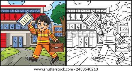 Firefighter Going to the Station Illustration