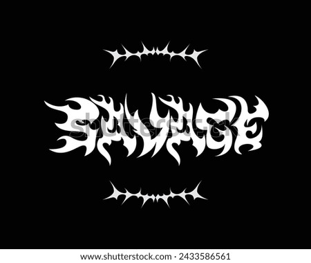 SAVAGE text tribal metal hardcore typography illustration vector clip art poster, t shirt element print art editable