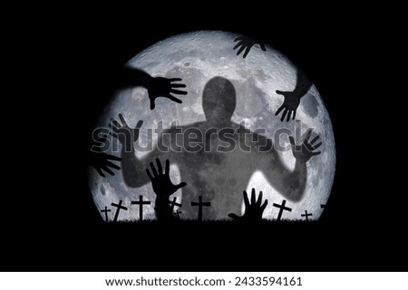 Halloween festival idea. Ghost of a dead tree with the moon in the background.