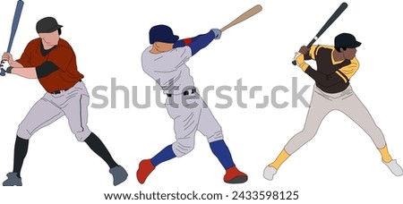 Batter Baseball Pose Vector Flat Illustration