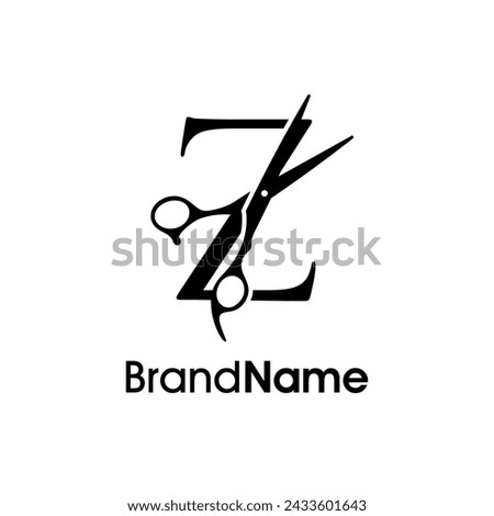 Modern, Luxury and Elegant illustration logo design Initial Z Scissors. Logo can use for company related Barbershop and Salon.