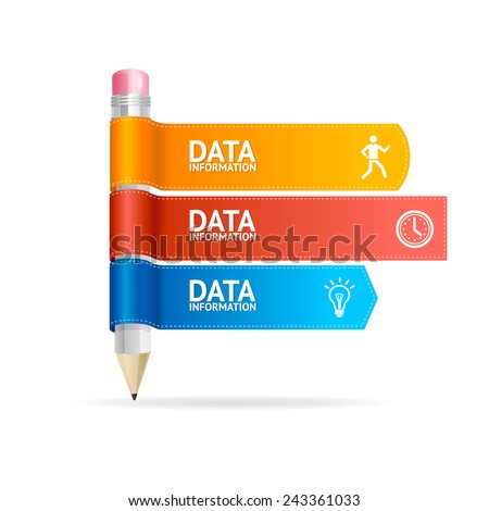 Vector pencil for text, infographics options banner on white
