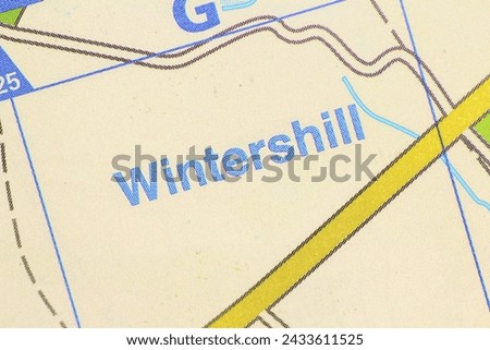 Wintershill, Southampton in Hampshire, England, UK atlas map town name of the area pencil sketch
