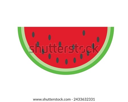 A watermelon vector usually depicts the iconic appearance of a watermelon fruit, including green rind, red flesh, and black seeds, often with a stylized or realistic approach. Royalty-Free Stock Photo #2433632331