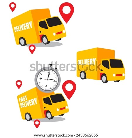 online delivery service sign set with cartoon style. vector illustration