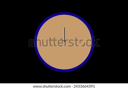 New blue wall clock isolated on black background,
