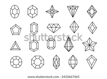 Diamond Monoline Shape Icon Set