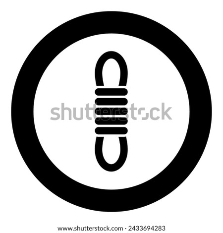 Rope climber hank bunch coil mountaineering alpinism equipment mount extreme sport camping outdoor activities icon in circle round black color vector illustration image solid outline style
