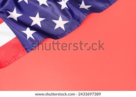 USA flag on red background. Memorial Day celebration