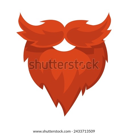 An isolated red beard with a mustache. For posters, flyers, stickers, banners, gifts for the St. Patrick's Day holiday. Vector illustration of modern Irish colors. The beard is a haircut Royalty-Free Stock Photo #2433713509
