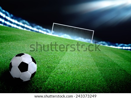 soccer field and the bright lights Royalty-Free Stock Photo #243373249