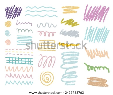 Hand drawn vector collection. Strokes, strokes with a brush, pencil, marker, of different shapes. In color.