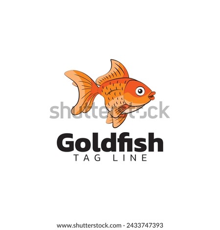 Goldfish corporate logo design. Orange gold fish luxury icon. Classic monogram for company. Icon, sign, branding, symbolic vector illustration isolated on white background.