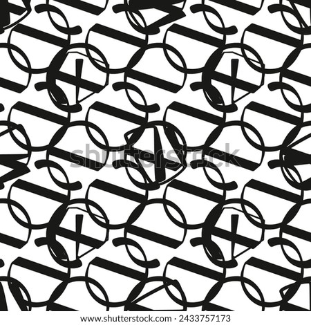 Abstract black line doodle seamless pattern. Creative minimalist style art background