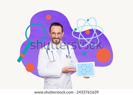 Creative abstract template collage of doctor immunologist science illness prevention wellbeing healthy concept weird freak bizarre unusual Royalty-Free Stock Photo #2433761639
