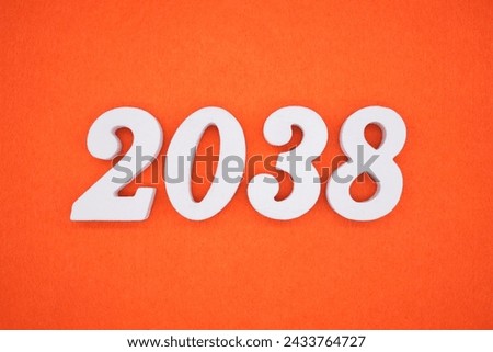 Orange felt is the background. The numbers 2038 are made from white painted wood.