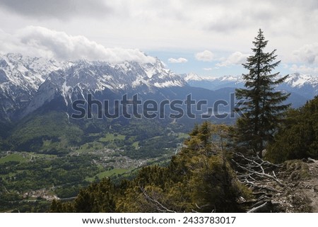 View from Kramerspitz mountain to Garmisch-Partenkirchen, Upper Bavaria, Germany	 Royalty-Free Stock Photo #2433783017