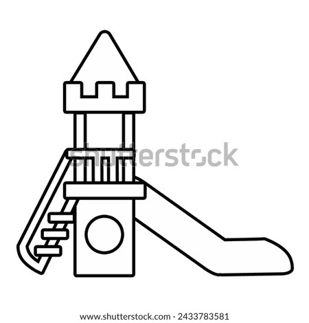 Children slide with ladder in flat style isolated on white background. Royalty-Free Stock Photo #2433783581