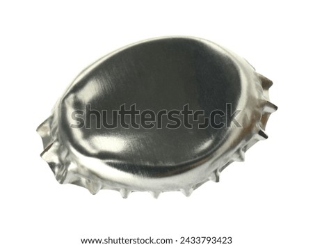 One silver beer bottle cap isolated on white