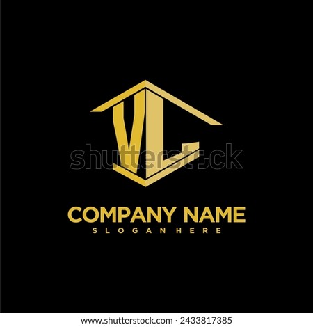 VL initial monogram logo for real estate with creative building style design