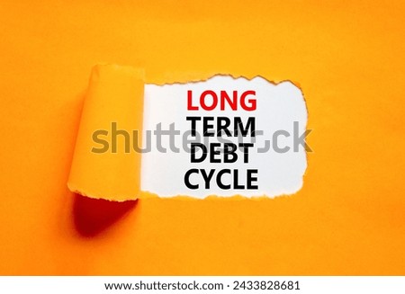 Long term debt cycle symbol. Concept words Long term debt cycle on beautiful white paper. Beautiful orange background. Business Long term debt cycle concept. Copy space.
