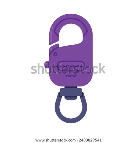 Purple Carabiner or Karabiner as Clip and Shackle Vector Illustration
