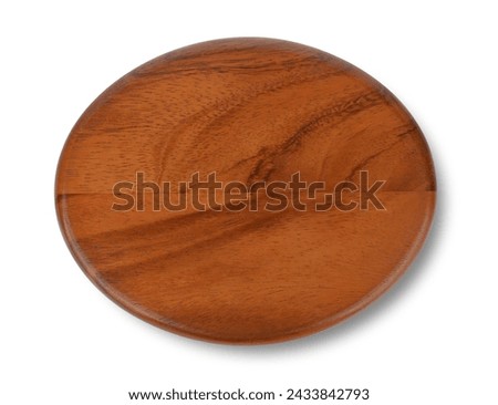 Oval shape wood tray isolated on white background, top view