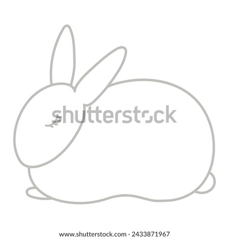 Cute Easter bunny, rabbit, hare sleeping cartoon character illustration. Hand drawn style line art design, isolated vector. Holiday clip art, seasonal card, banner poster, element