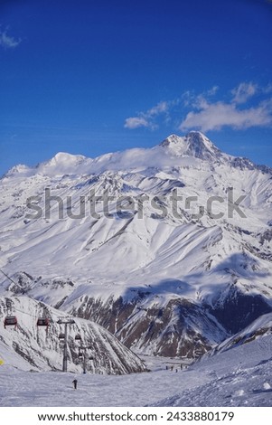 Georgia.  Gudauri.  Ski resort.  Kazbek Royalty-Free Stock Photo #2433880179