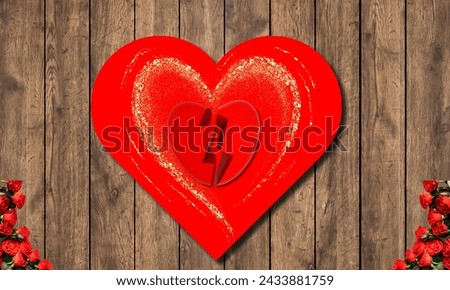 This striking picture features a crushed heart on a rose-adorned wooden backdrop. A combination of love and sadness is evoked by the contrast of the brilliant but broken heart. The heartbreaking