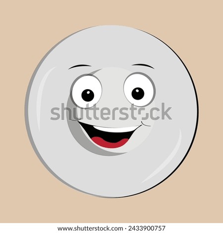 Plate mascot cartoon character with different expressions, happy mood, sad, angry, facial expressions and different emotions