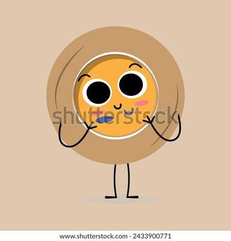 Plate mascot cartoon character with different expressions, happy mood, sad, angry, facial expressions and different emotions