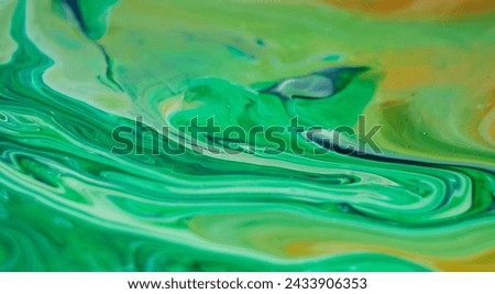 Beautiful fluid art natural luxury painting. Marbleized effect. Ancient oriental drawing technique. Teal, green, blue and turquoise colors. Abstract decorative marble texture.  Royalty-Free Stock Photo #2433906353