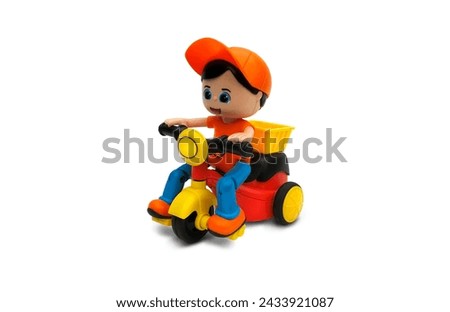 Mini Tricycle Cartoon Scooter Toy With White Background.