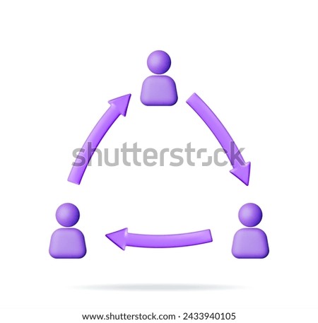 3D User Sync or Switch Symbol Isolated. Render User Exchange, Synchronization or File Transfer. User Profile with Arrows Icon. Employee Replacement or People Swap Position. Vector illustration
