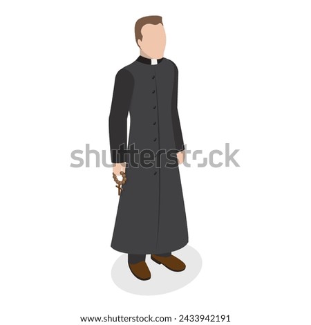 3D Isometric Flat Vector Set of Religious Leaders, Character Dressed in Classical Robes. Item 6