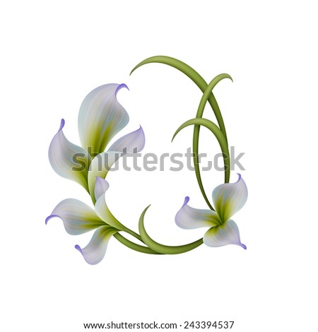 abstract flowers illustration isolated on white background, easter floral composition