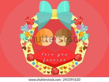 cartoon style wreath for Valentine's Day