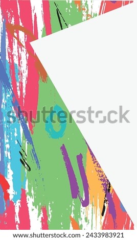 Colorful abstract paint splatter background vibrant, chaotic brush strokes. Artistic creative design posters. Vector illustration