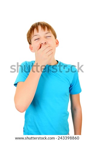 Kid Yawning Isolated on the White Background