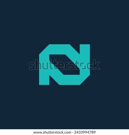 letter N logo with an abstract block in the middle