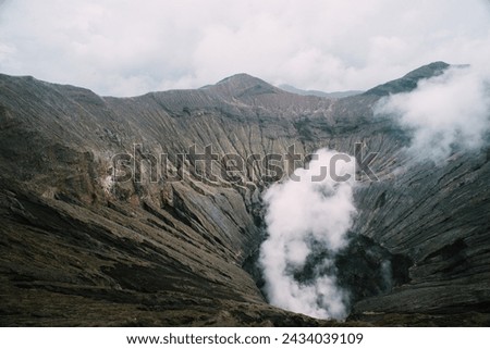 View of the crater of the active volcano Bromo