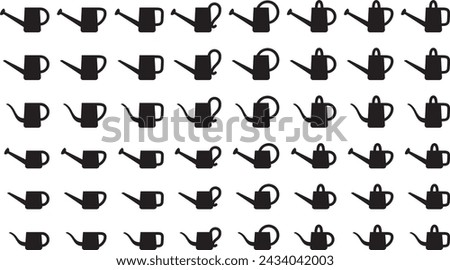 Watering can vector illustration set