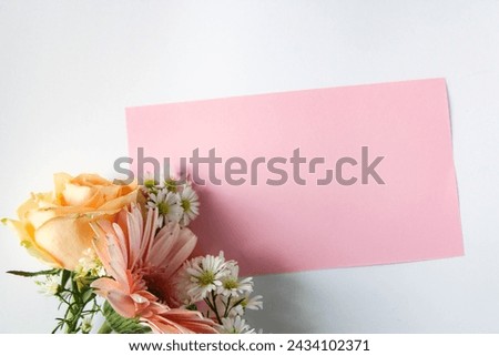 paper with flower decoration on the edge for greeting cards or promotional media