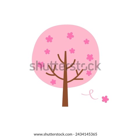 Cherry blossom tree isolated on white background.	