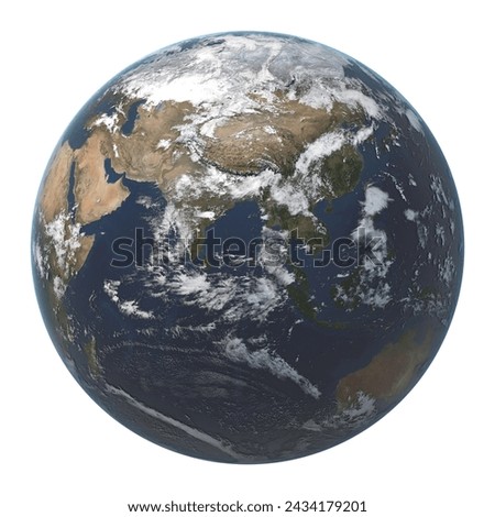 Planet earth globe from space isolated png image, north and south America physical map on a white background